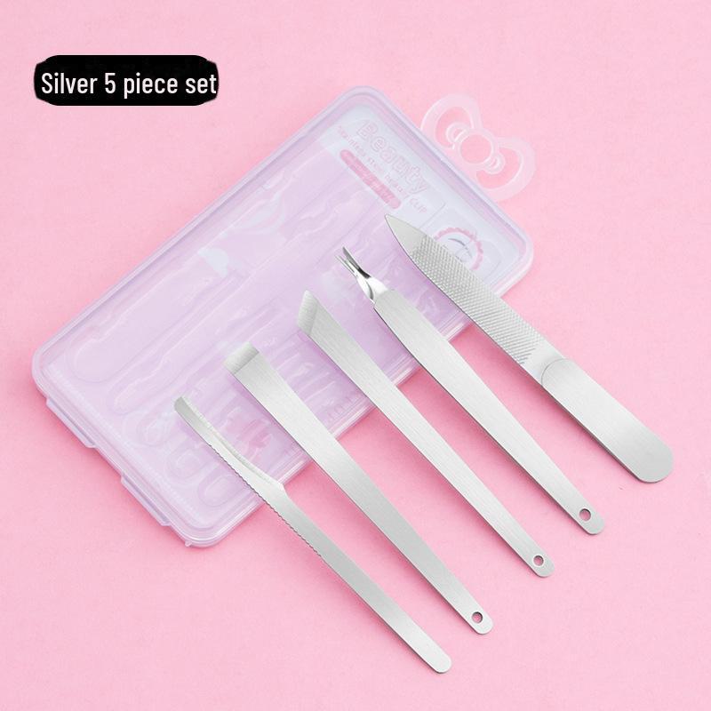 

Маникюрный набор из 5 предметов: Пилочка для ногтей, вилка для удаления омертвевшей кожи, нож для педикюра, маникюрные и педикюрные инструменты