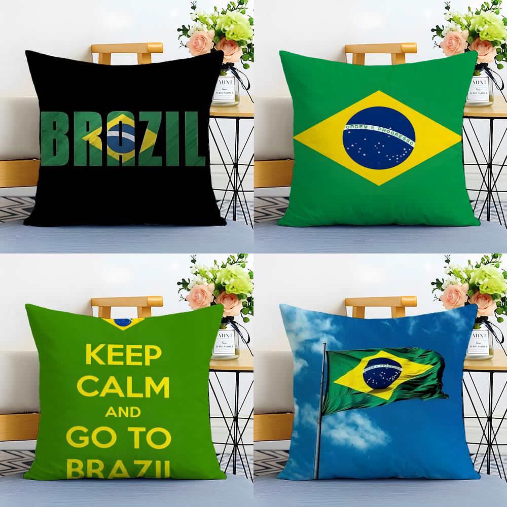 Fashion Casual Minimal BBrazil icon Cushion Cover Linen Pillowcase Soft for Sofa Bed Home Room Decor