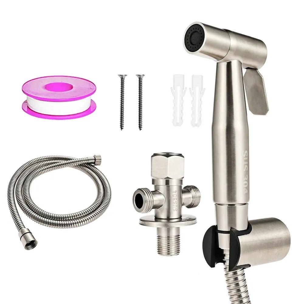 

Ручной смеситель для биде для унитаза, ручные распылители для биде из нержавеющей стали, матовый водяной пистолет, пистолет-распылитель для душа, инструменты для чистки ванной комнаты