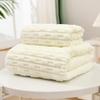 Coral Fleece Three-Piece Bath Set: Thick, Absorbent, Non-Shedding Towels with Hair Drying Cap.
