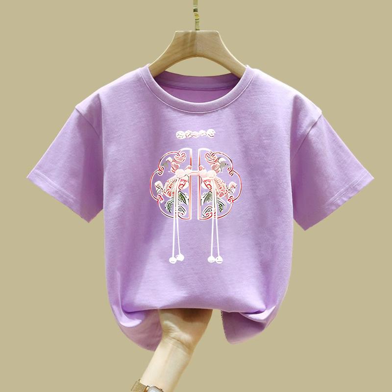 

Детская одежда Футболки с коротким рукавом Весна и Лето Детские Студенческие Топы 160 фиолетовый