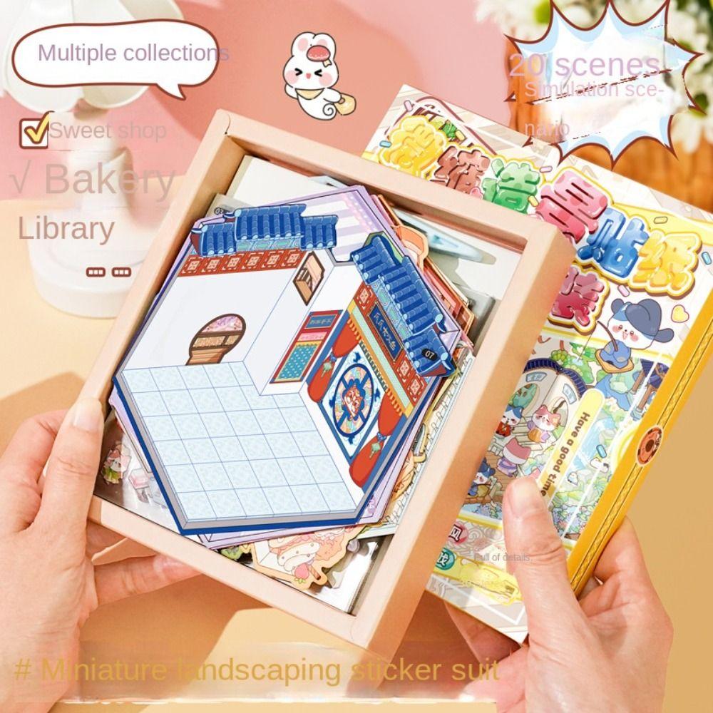 Książka z naklejkami Krajobraz z kapibarą 20 w 1 Zestaw do scrapbookingu z miniaturowymi scenkami Naklejki 3D Zestaw scenek Dziewczynka
