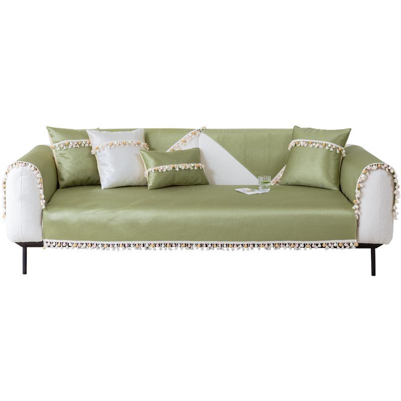 Small Fresh Tassel Ice Silk Sofa Cushion Summer Cool Mat Mat New Living Room Non-Slip Sofa Cover Cloth Towel