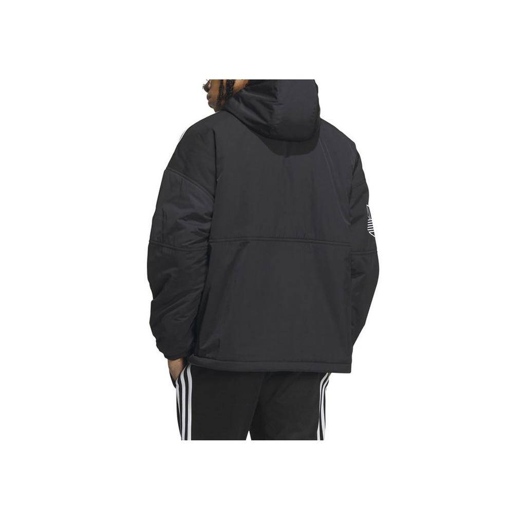 Adidas Originals Jachetă de Bumbac cu Glugă cu Mânecă Lungă Reversibilă cu Logo Brodat Bărbați Îmbrăcăminte Exterioară Negru IU4785