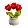 Håndheklet Blomster Håndlaget Liljekonvall Plante Ferdig Heklet Potte Solsikke Kunstig Forglemmegei Blomst for Hjem Skrivebordsdekorasjon