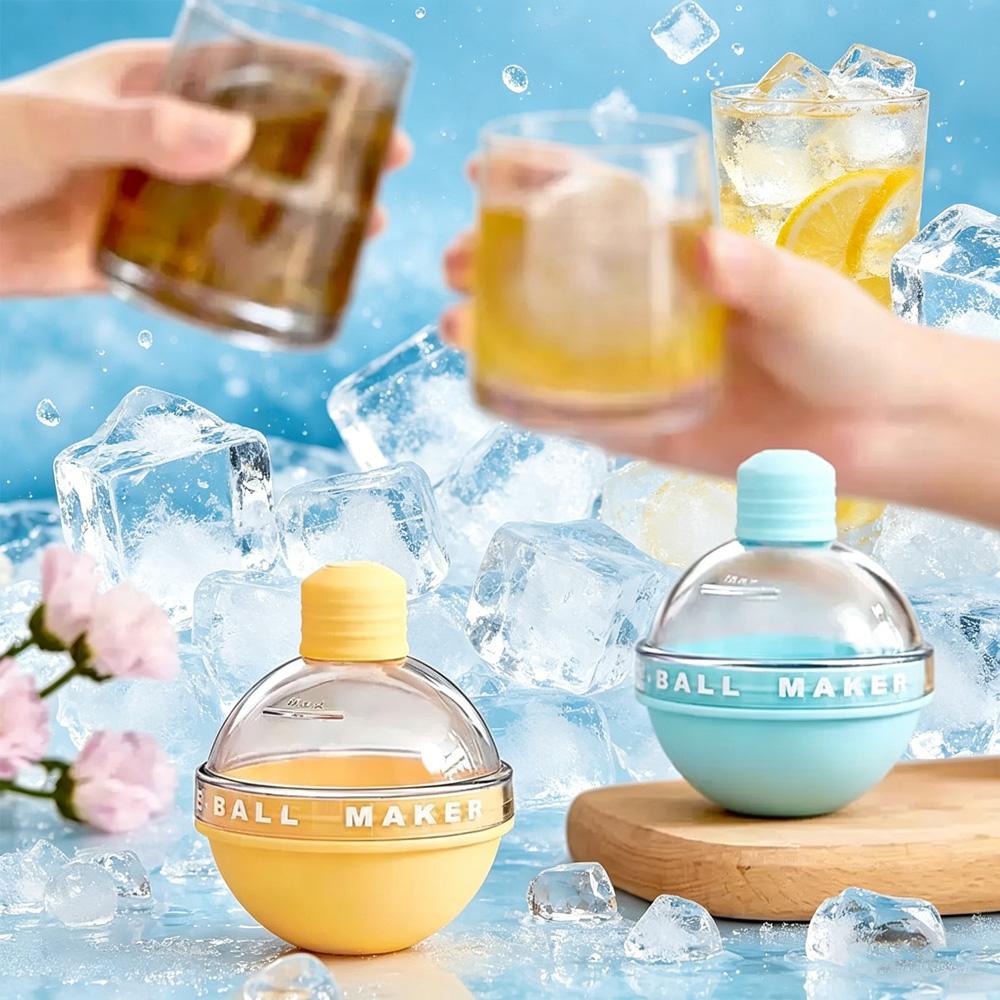 Whiskey Ice Ball Silicone Mold, Easy Release Sphere Ice Cube Maker for Home Bar