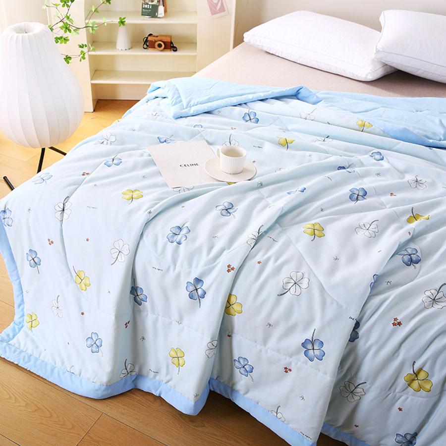 Class A Washed Cotton Summer Quilt Can Be Machine Washable Printed Air Conditioning Quilt Soft Waxy Thin Double Cover Blanket