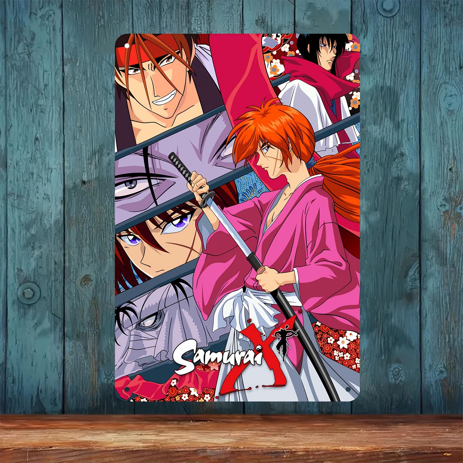 Металлическая стеновая табличка с аниме Самурай X  Винтажный железный плакат с динамичными изображениями персонажей  Идеально для дома, спальни, гаража или для aluminum 20x30cm