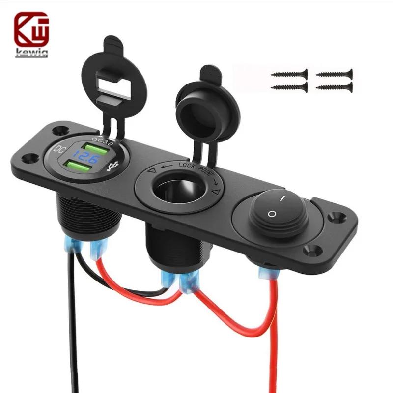 

Kewig 12V Quick Charge 3.0 USB розетка панель двойная QC3.0 USB розетка прикуриватель адаптер для автомобиля лодки автофургона мотоцикла