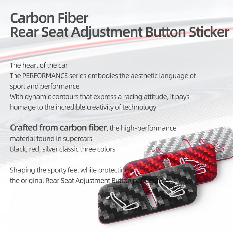 For Tesla Model Y Juniper 2025- Carbon Fiber Rear Seat Adjustment Button Panel  Trim Stickers Car Interior Tuning Accessories