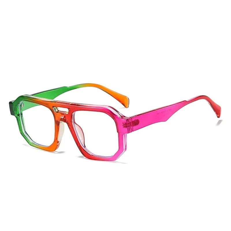  Double Bridges Square Women Gradient Purple Multicolor Sunglasses Fashion Frame Men Retro Punk Sun Glasses Shades UV400