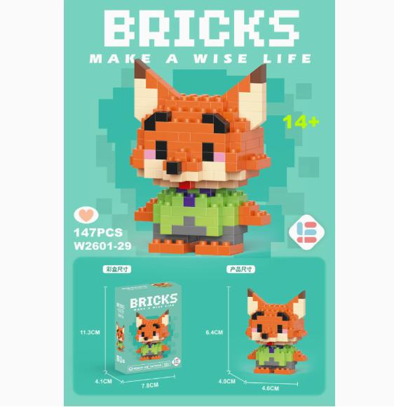 Anime Princess Building Blocks Stitch Mickey Mouse Mini Action Toy Figures Blocks Toys Bricks Assemble Toys Kids Gifts