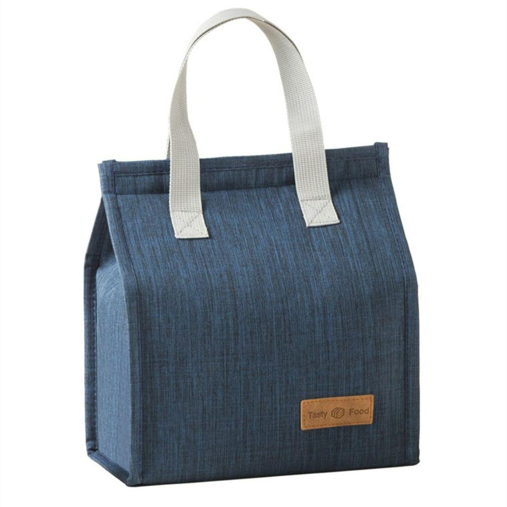 Solid Color Thermal Breakfast Organizer Tote Canvas Lunch Bag Food Hand Bags Waterproof Lunch Bag