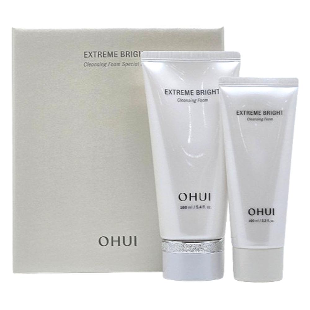 OHUI Extreme Bright Reinigungsschaum Set – 160ml + 100ml | Aufhellender koreanischer Gesichtsreiniger mit Snow Vitamin Komplex für klare, strahlende Haut