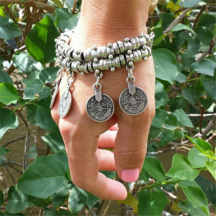 Fashion Retro Dual-use Coin Anklet/Bracelet with Engraved Design