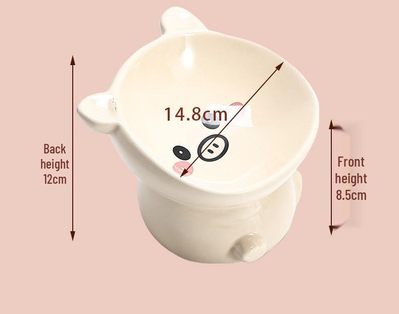 Cute Animal Series High-Footed Ceramic Pet Bowl - Neck Protection & Anti-Black Chin Design for Cats and Dogs