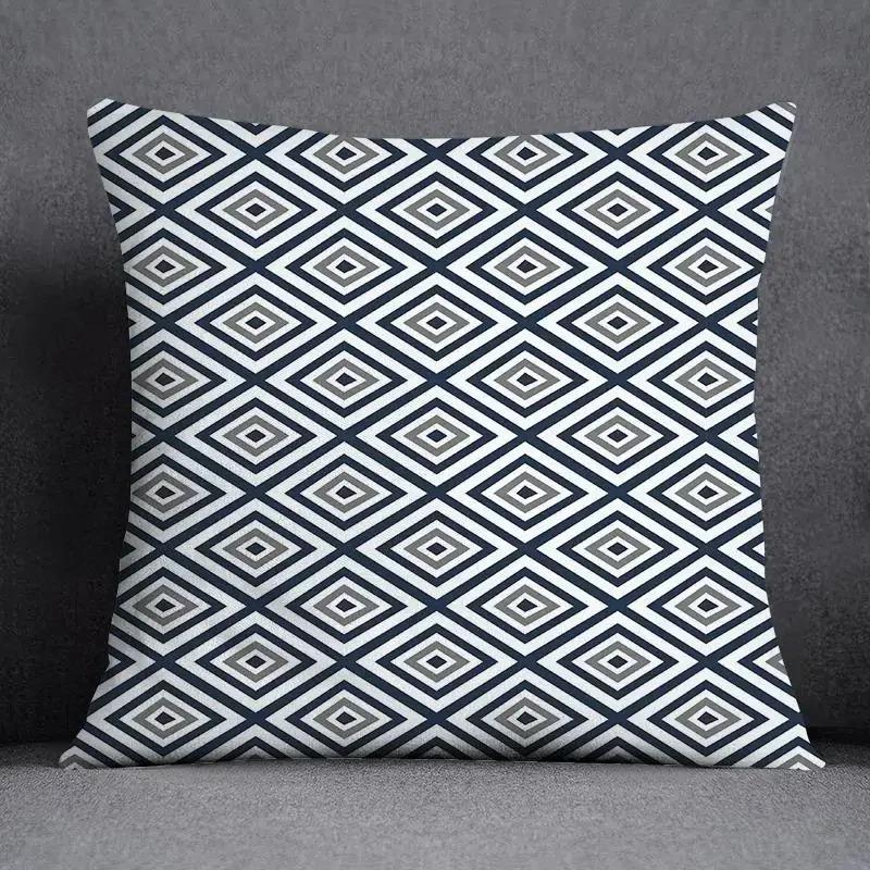 45x45CM Cushion Cover Geometric Pattern Polyester Blue Grey Pillowcase Sofa Cushion Throw Pillow Home Decor Pillowcase