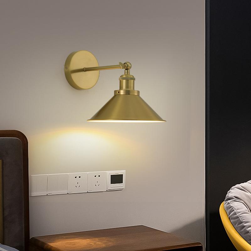 Wall Sconce Living Room Bedroom Bedside Vintage Iron Wall Lamp BlackCopper Indoor Decoration Lighting AC85265V