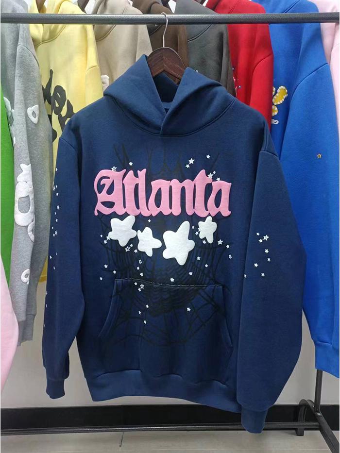 Tungvikts Huvtröja med Spindelnätsmönster i Skumtryck (450G)