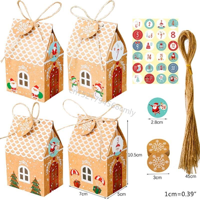 Christmas Advent Calendar Box 24 Days Surprise Fillable Candy Bags Holiday Decor 6XDE