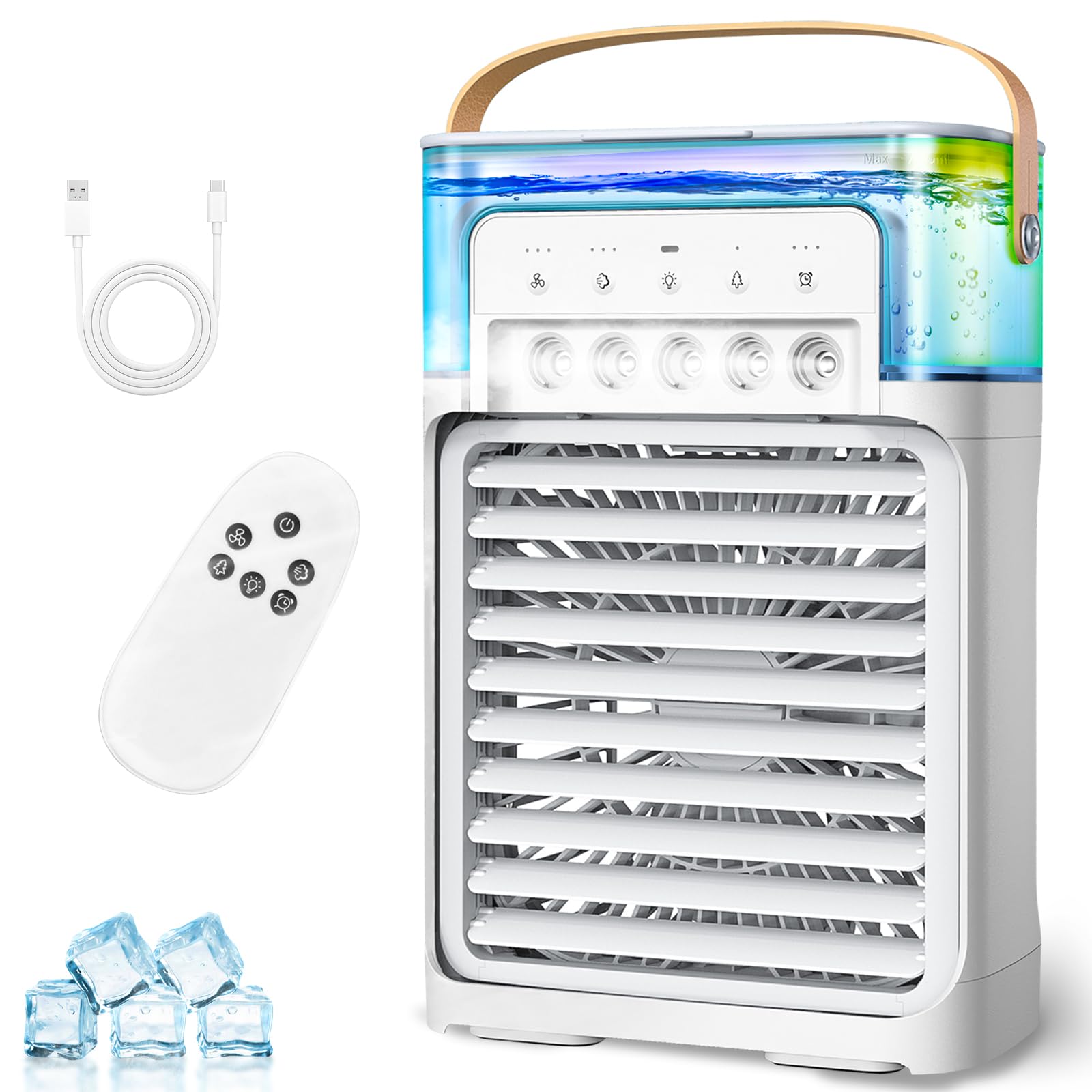 

ARZER Воздушный охладитель в спрее непревзойденное охлаждение 3 функции в настольном воздухе малый воздух 4 воздушных потока 3 распыления выкл. светодиод нет воды легко до 700 мл большой емкости и