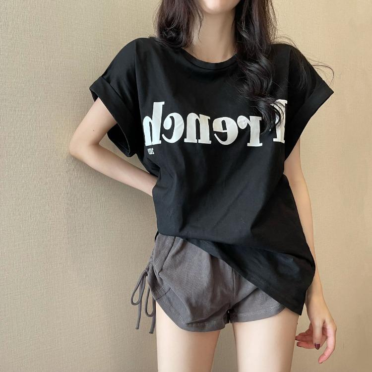 Loose-fit Short-sleeved T-shirt for Women New Summer Design Retro-inspired Student-style Milk-coloured Top Trendy