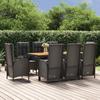 VidaXL 9pcs Garden Dining Furniture and Cushions Black Wicker 3185073