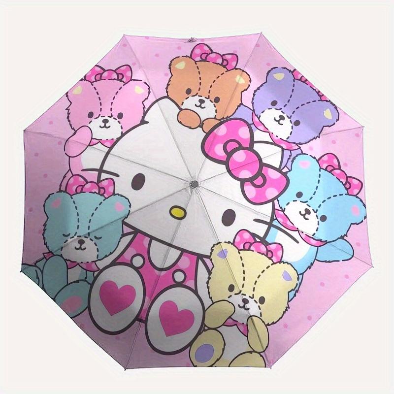 1pc Hello Kitty with Teddy Bears Umbrella with Plastic Handle,Suitable for All Seasons Home Travel Outdoor UmbrellaSanlio343