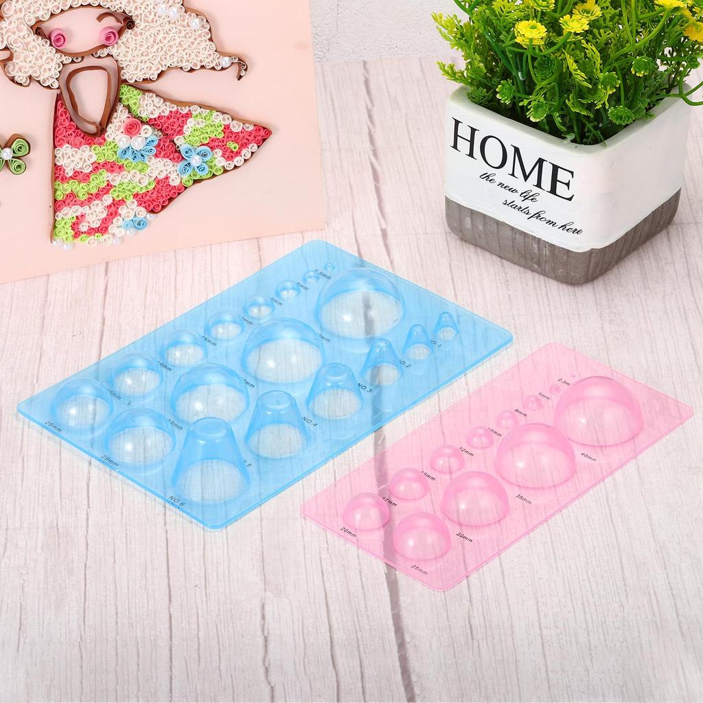 PATIKIL Paper Quilling Template 195 X 130 2 Pieces Half Ball Mold Crimper Tool for 3D Flower Pot Blue and Pink Board, Mm, Dome, 3-Row Craft,