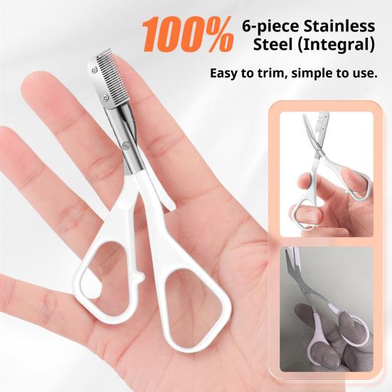 Eyebrow Trimming Scissors with Comb Stainless Steel Professional Non-Slip Precision Eyebrow Trimmer Men Women Brow Hair Removal Grooming Tool