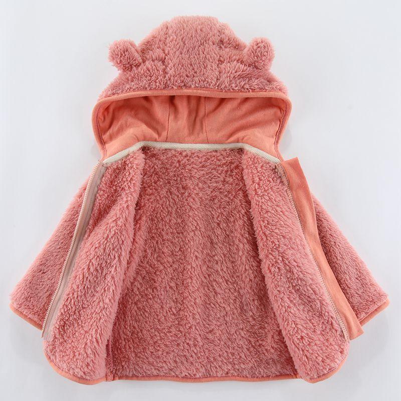 Children's Long-sleeved Plush Top with Hooded Baby Coat