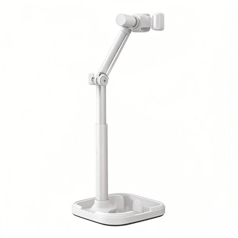 Multiple Angle Rotating Phone Mount Height Extendable From 24cm To 36cm Stable Metal Base For Mobile Devices And Tablets