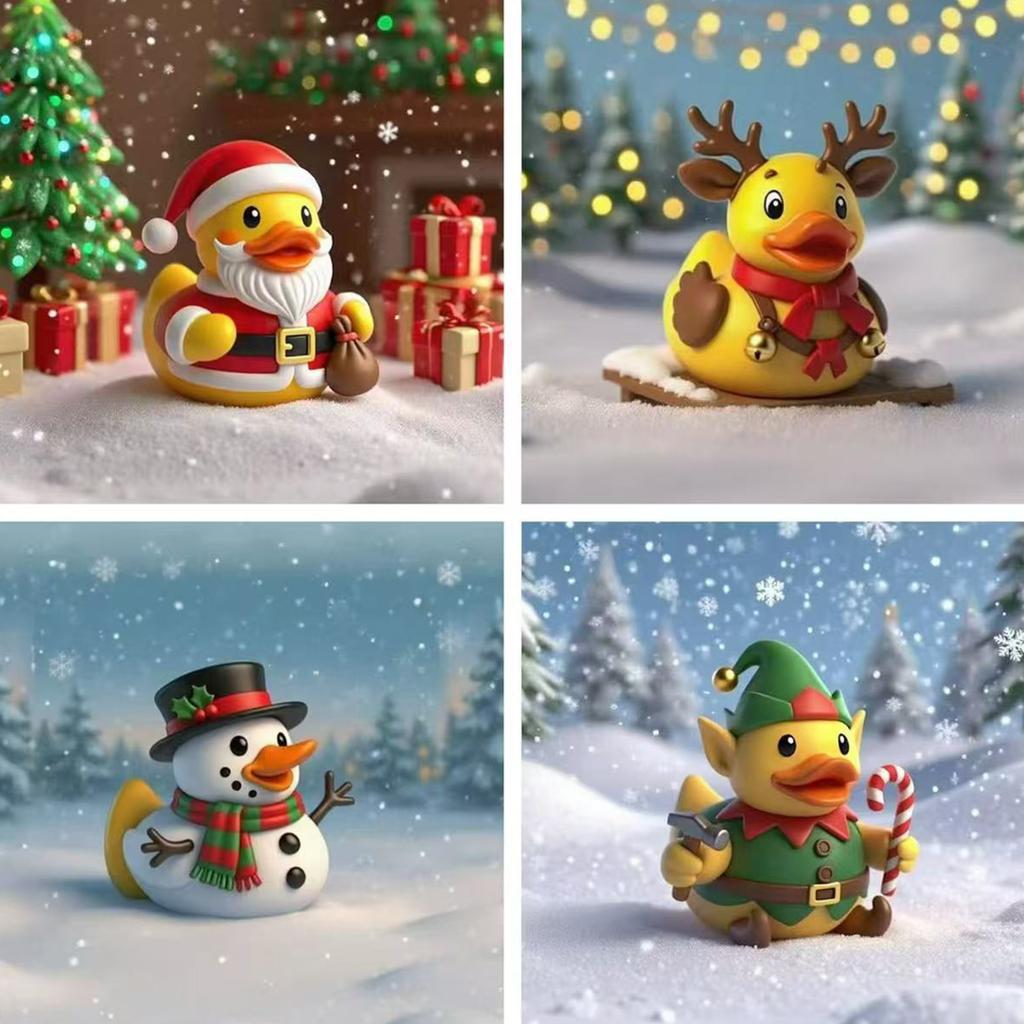 Christmas Duck Resin Figurine Resin Delicate Duck Decorative Model Toy for Patio and Yard Lawn Porch Decor