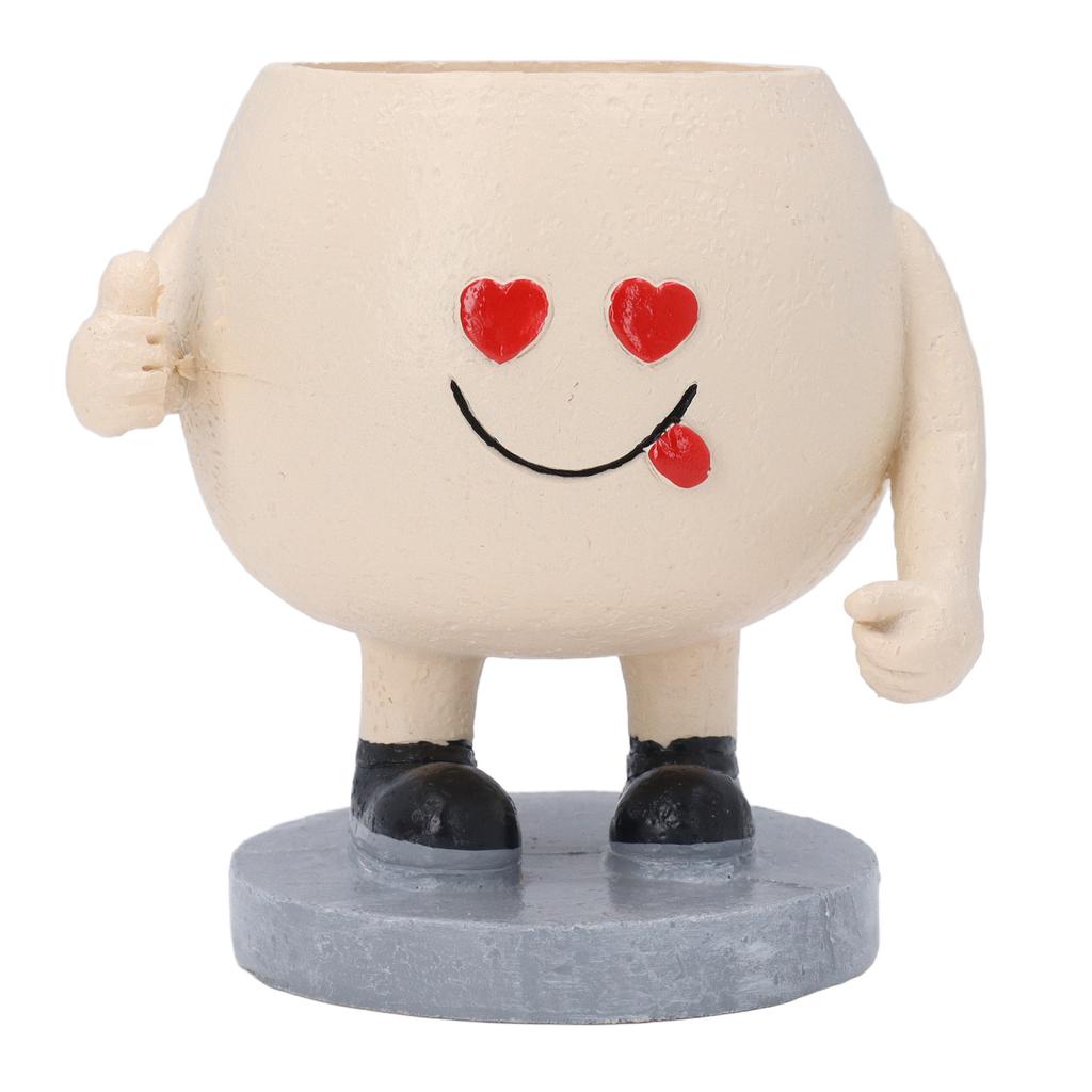 Urocza doniczka okrągła kreskówkowa żywiczna twarz doniczka doniczka z otworem drenażowym na sukulenty Ind