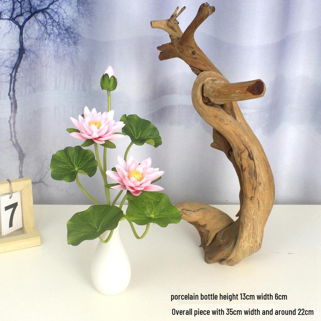 Artificial Silk Lotus Flower Ornament for Buddha Altar - Decorative Bonsai Guanyin Flower