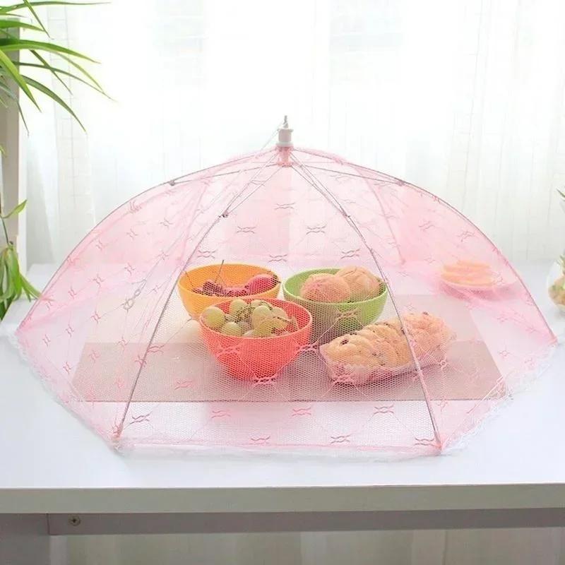 Pop Up Collapsible Round Breathable Lace Dishes Protector Dust-proof Flies-proof Mesh Food Cover for Kitchen Food Cake Snacks
