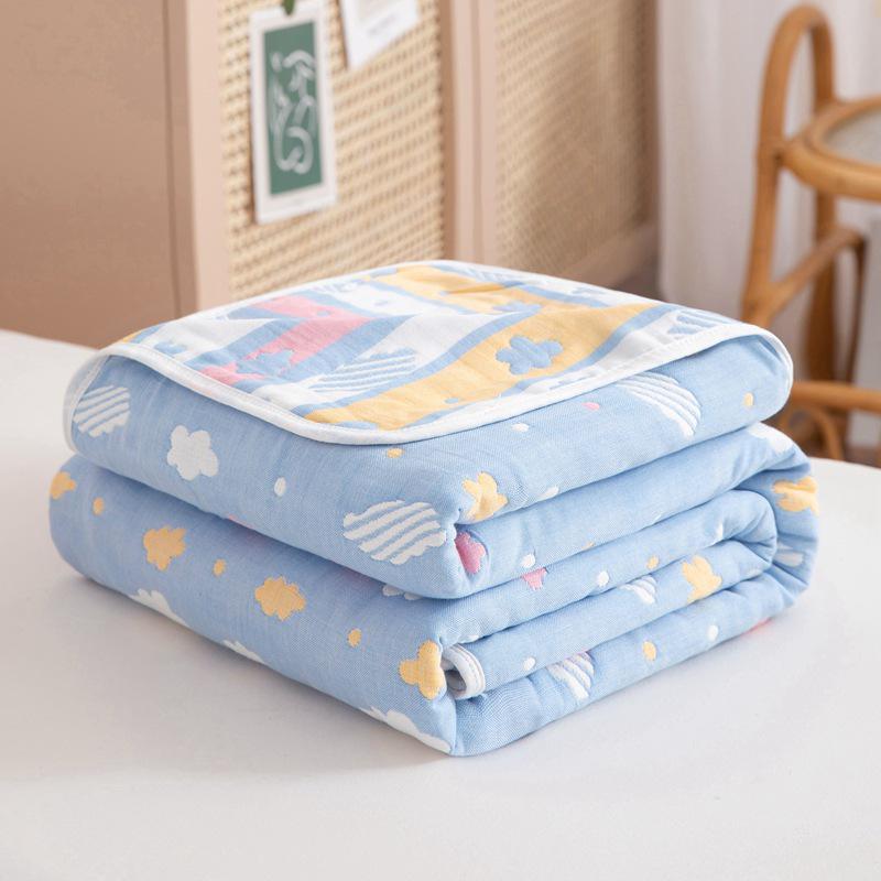 Class A 100% Cotton Six-Layer Gauze Blanket for Children - Lightweight Air Conditioning Quilt, Available In Single/Double Sizes for Summer