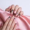 1 Set Press On Nails Salon Quality Almond French Tip Stick-on Fake Nails Removable 3D Charm Women Full Cover Glue On False Nails