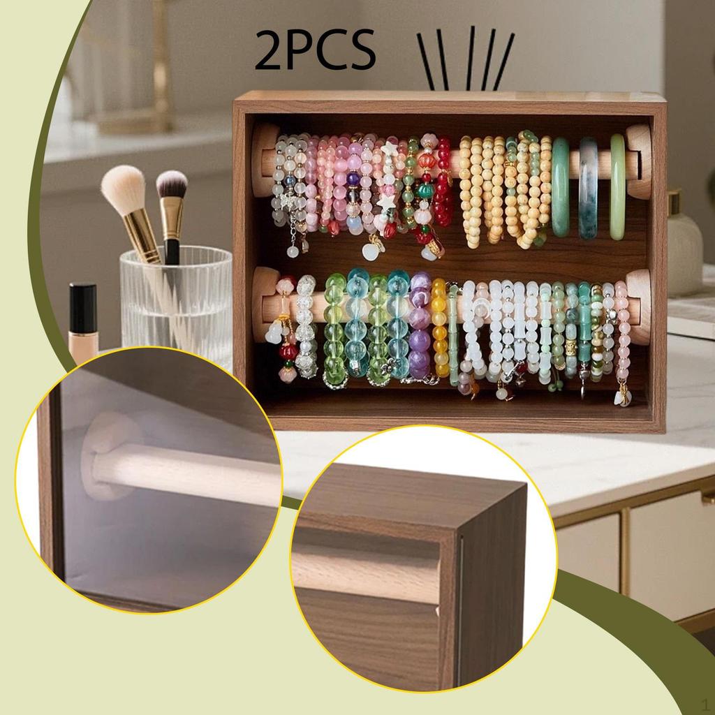 1 Piece Bracelet Display Stand Jewelry Organizer Storage Holder Two Tier Removable Bar Walnut Wood