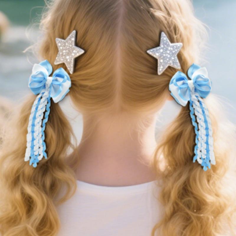 Festival Hair Clips Bow Hairpins Curly Ribbon Tassels Hair Decoration For Girls Hair Accessories