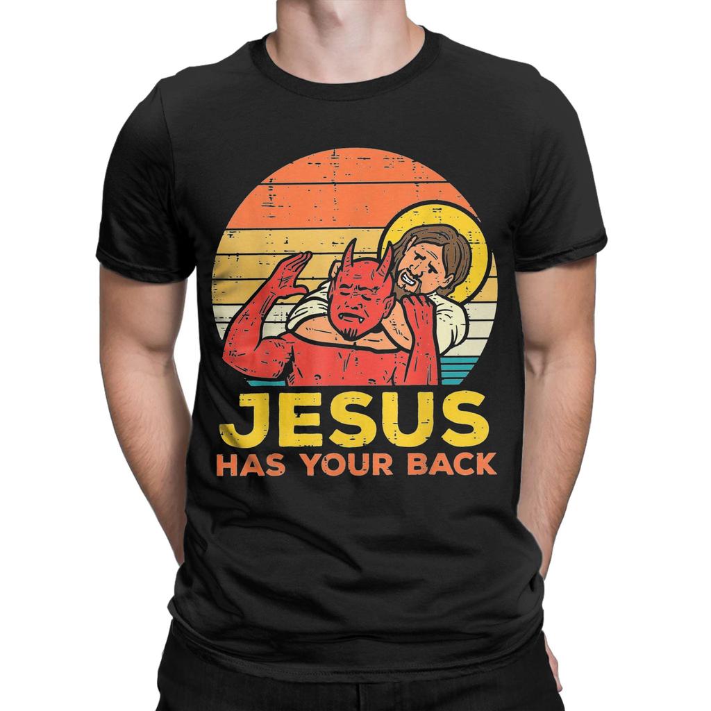 Novelty Jesus Has Your Back Brazilian Jiu Jitsu T Shirt Unisex Cotton Short Sleeve Crewneck Summer Tops Shirts