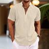 Men's Casual Stand Collar Short Sleeve Shirt, Breathable and Sweat-Wicking, Solid Color, Customizable Logo.