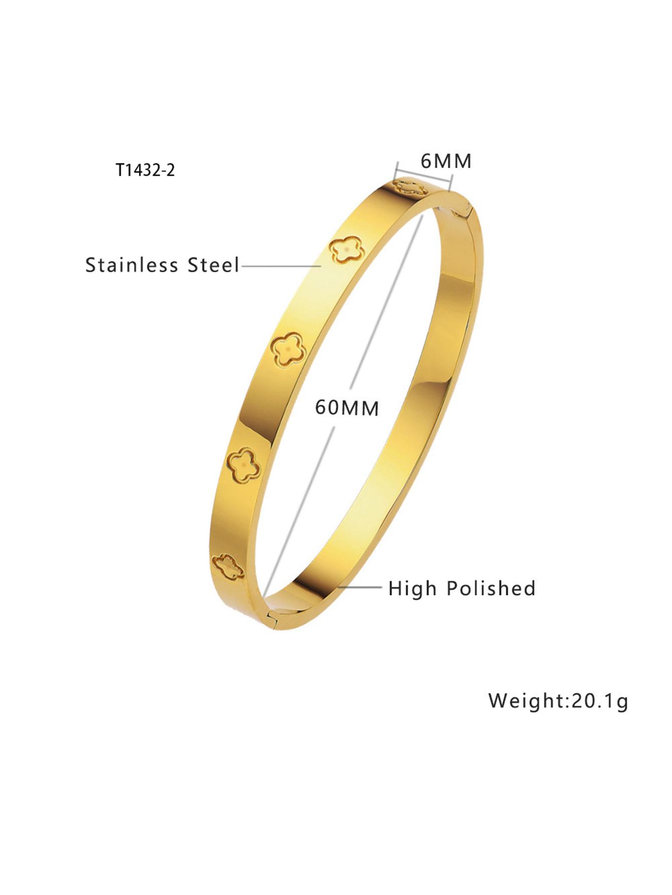 

Роскошный и элегантный браслет из нержавеющей стали с лазерной гравировкой в виде клевера и счастливого цветка, геометрический браслет-защелка с клевером для женщин