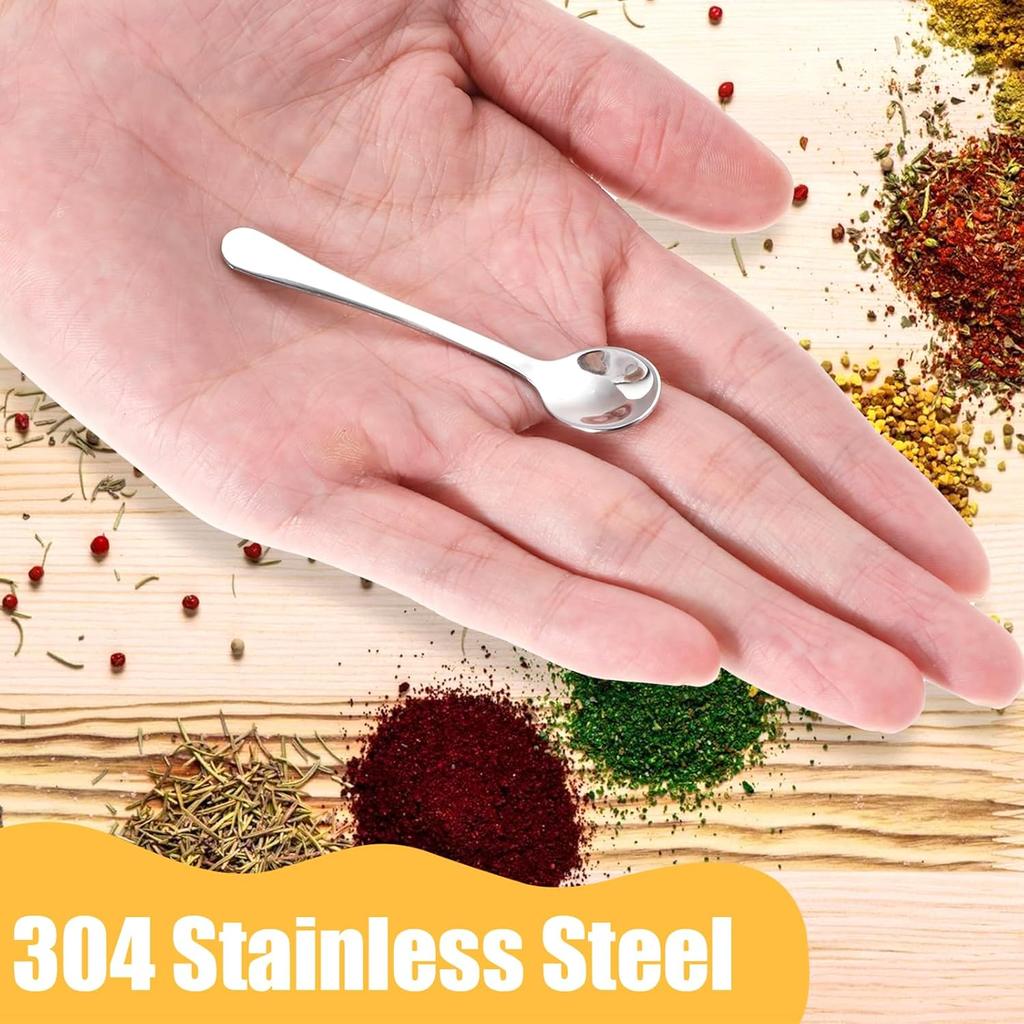 5 Pcs Tiny Spoon Small Stainless Steel Spoons for Salt Seasoning Sugar Desserts Honey, Sauce Serving Spoon, Cute Little Condiment Scoop for Cake