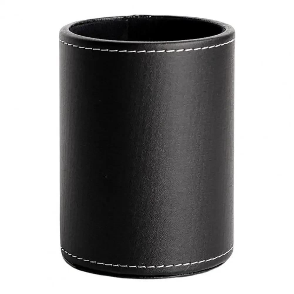 

Полезный контейнер для ручек из искусственной кожи, износостойкий, универсальный, кисточка для макияжа, ручка, линейка, банка для хранения карандашей, многоцелевой чёрный