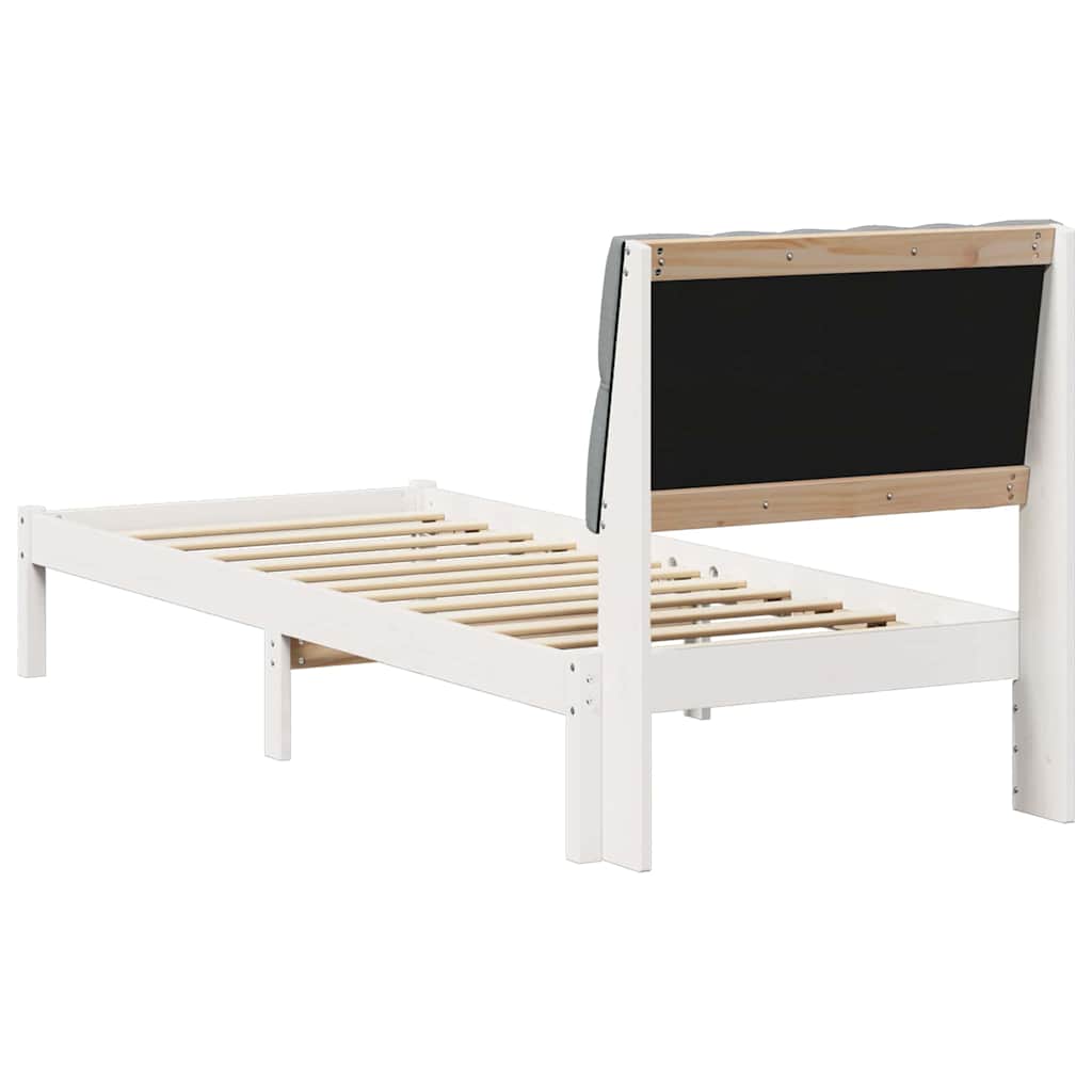 Bed Frame with Upholstered Headboard White 75 x 190 cm