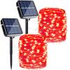 Solar string lights, 2-piece set, total length 200CM, 200 LED solar lights, waterproof, suitable for outdoor use, 8 lighting modes