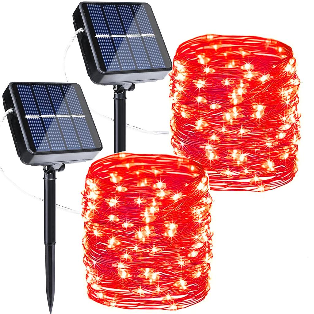 Solar string lights, 2-piece set, total length 200CM, 200 LED solar lights, waterproof, suitable for outdoor use, 8 lighting modes