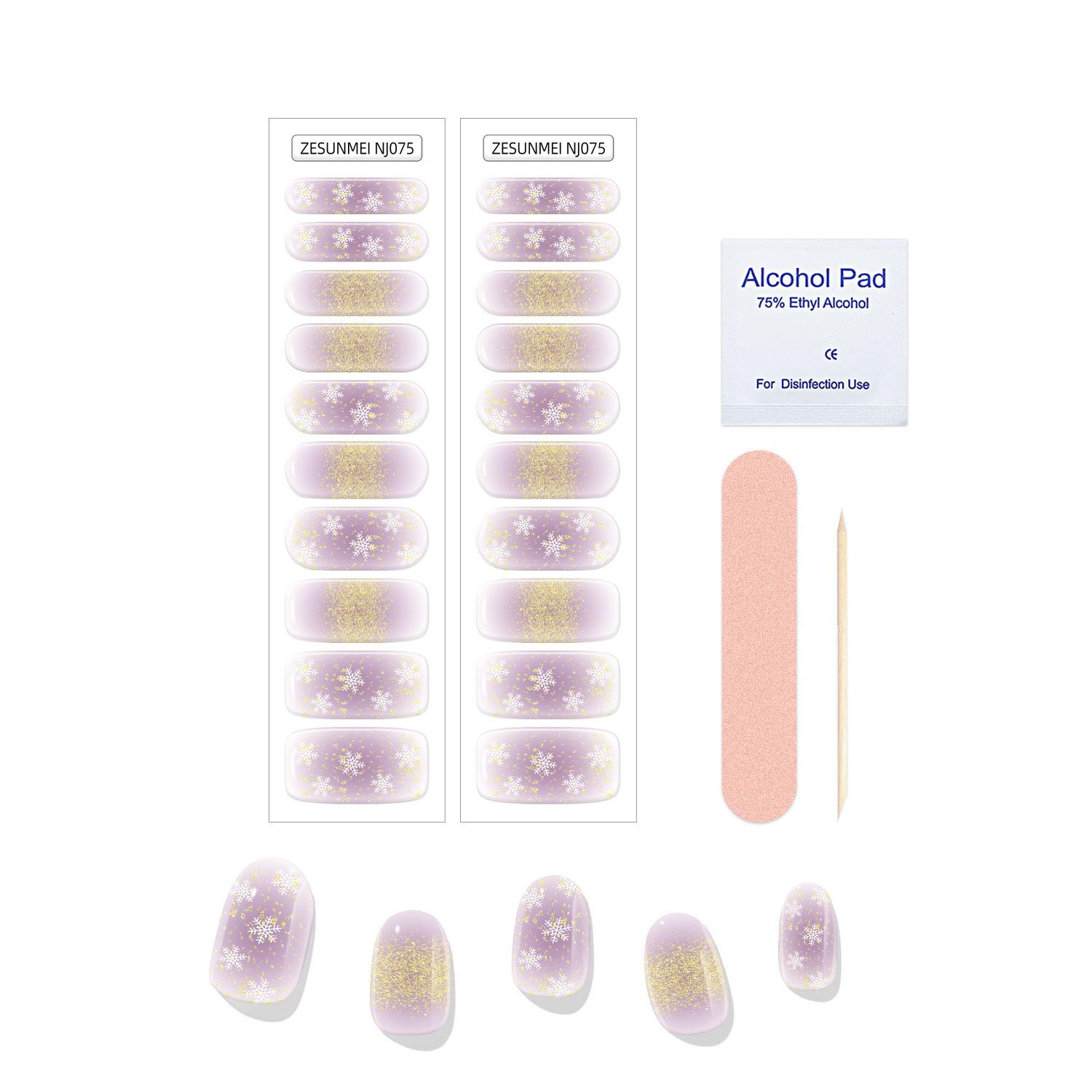 

20-пальцевые полузастывшие гелевые наклейки для маникюра лампа для фототерапии полностью гелевые полузастывшие блестящие наклейки для ногтей NJ075