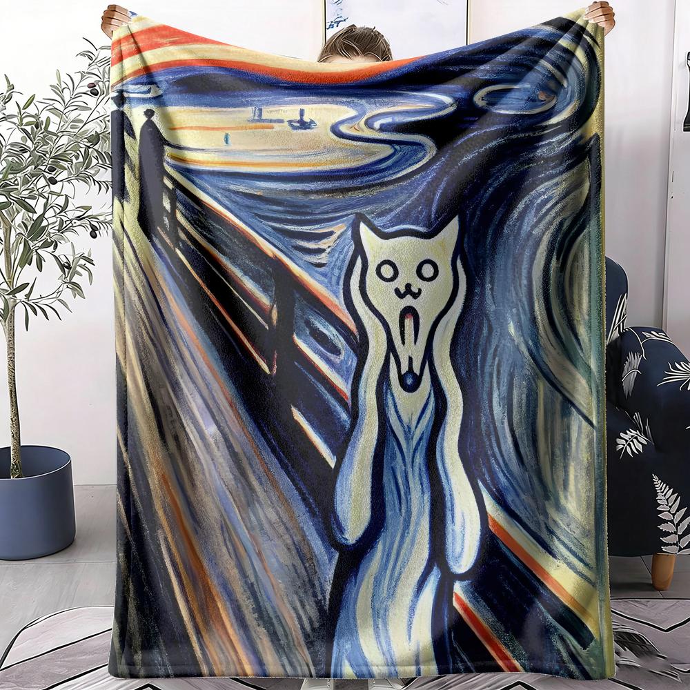 The Scream Painting Throw Soft Flannel AC Blanket Lightweight Summer Nap Throw Cozy Blanket for Sofa Bed Travel Home